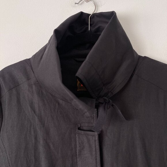 Hugo Boss Black Linen Belted Jacket Blazer Animal Print Lining Size 8 Wrap Back - Picture 7 of 16